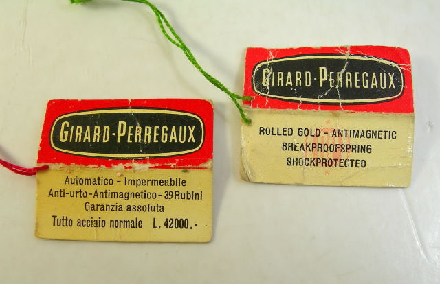 GIRARD PERREGAUX vintage tags / cardboard cards - 60s / 70s