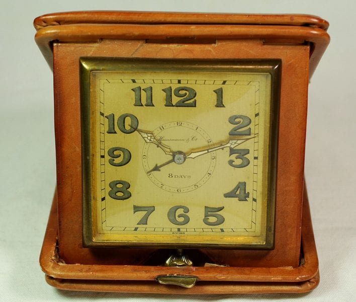 SOLD IN USA HAUSMANN C travel clock 8 days of wakefulness presumably produced in the 30s 40s La Casa dell Orologio