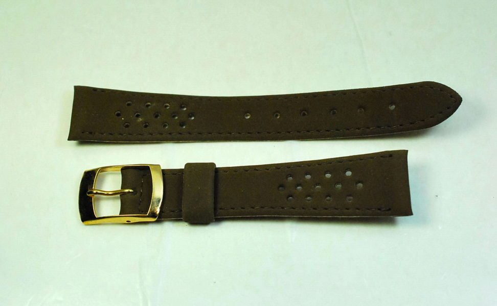 CORFAM cinturino marrone scamosciato microforato - ansa da 19 mm - rimanenza di magazzino anni '70