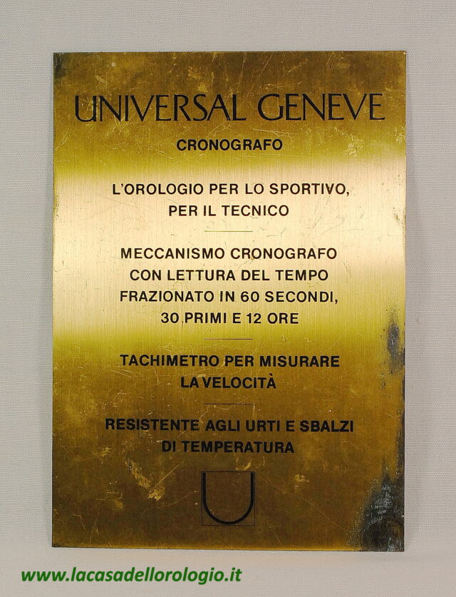 UNIVERSAL GENEVE raro espositore da vetrina in ottone dorato - presumibilmente anni '60 / '70