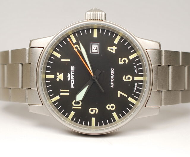 ( SOLD IN ITALY ) Fortis Flieger automatic reference 595.10.46.1 - military type watch - sandblasted steel case and bracelet