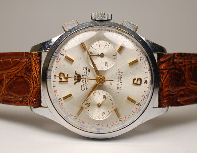 GUIDUS WATCH cronografo meccanico a carica manuale anni 60 professionalmente revisionato La Casa dell Orologio