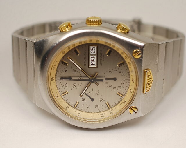 ( SOLD IN ITALY ) HEUER “KENTUCKY” AUTOMATIC - reference 750.705, waterproof chronograph produced in the late 1970s.