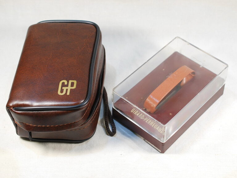 GIRARD PERREGAUX rara scatola per orologi da uomo, Gyromatic diver e cronografo Olimpico da uomo anni '60 / ’70.