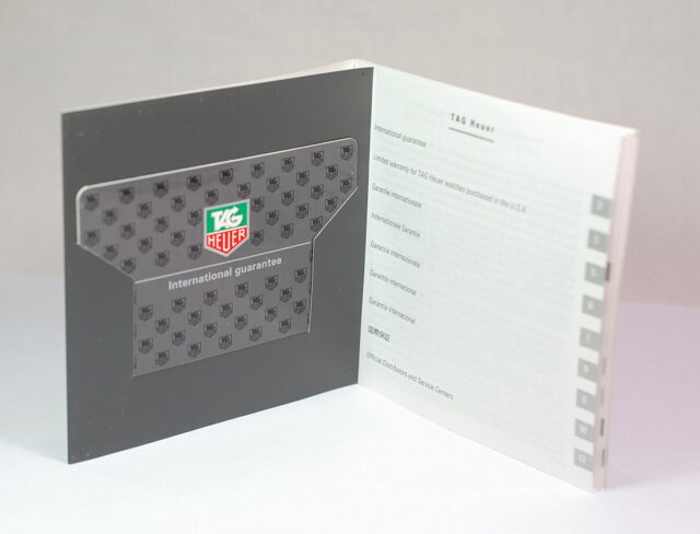TAG HEUER white card + warranty booklet - NEW OLD STOCK from 2000s