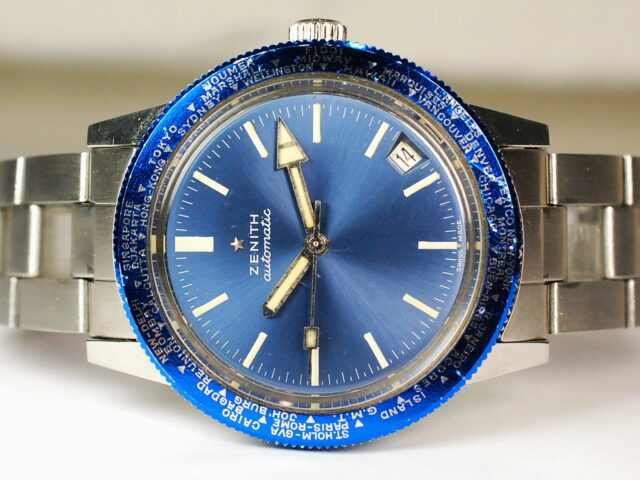( VENDUTO IN FRANCIA ) ZENITH DIVER referenza P 3634 - cassa acciaio - ghiera con ore del mondo - bracciale Gay Freres - eccezionali condizioni di conservazione