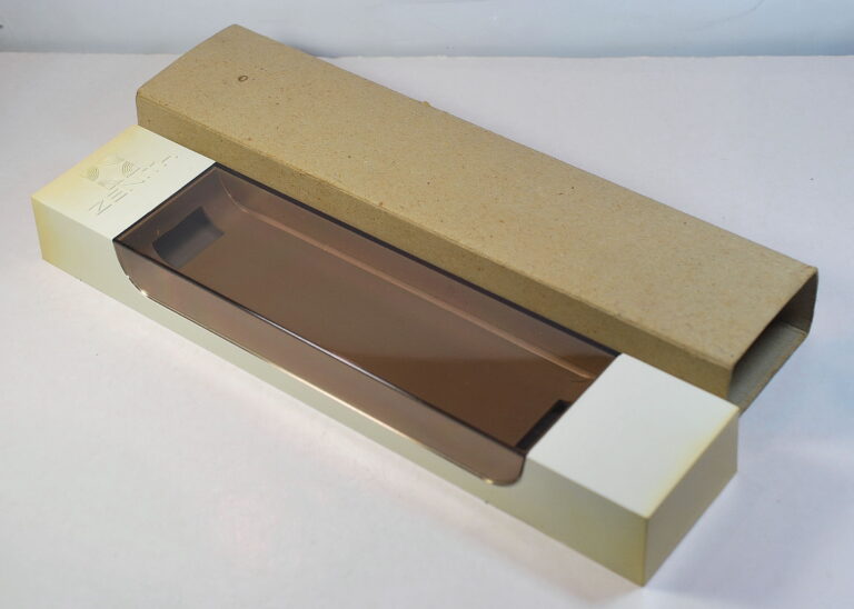 ( SOLD ) ZENITH white plastic and plexy transparent box for men's watches - NEW OLD STOCK from '70