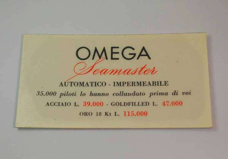OMEGA SEAMASTER plasticized showcase display - 1950s