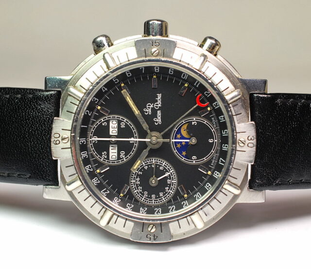 ( SOLD IN ITALY ) LUCIEN ROCHAT automatic chronograph with triple calendar - moon phases and 24/hour indication