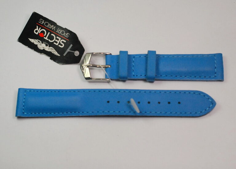 SECTOR water-resistant strap in light blue leather - 18mm handle - NEW OLD STOCK