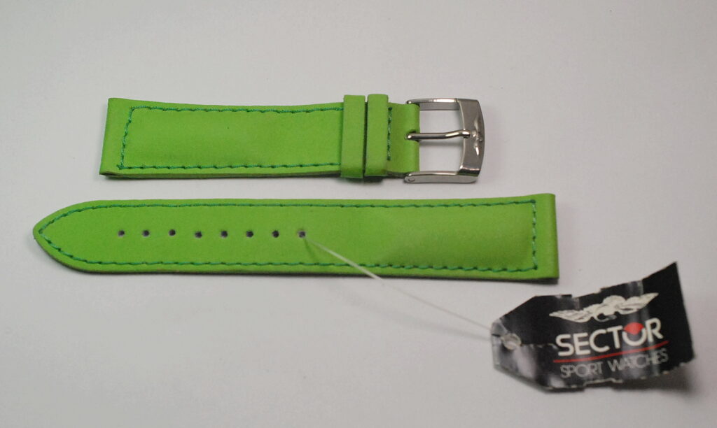 ( RESERVED ) SECTOR waterresistant strap in billante green leather - 20mm handle - NEW OLD STOCK
