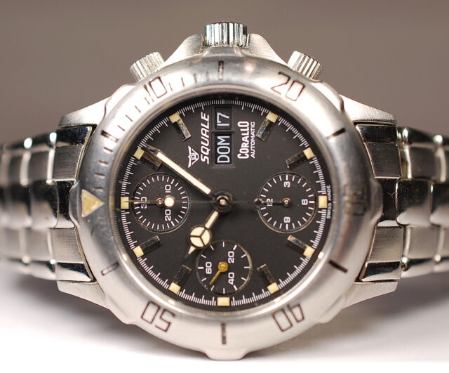 ( SOLD IN HONG KONG ) SQUALE CORALLO automatic steel chronograph - tested at a depth of 200m