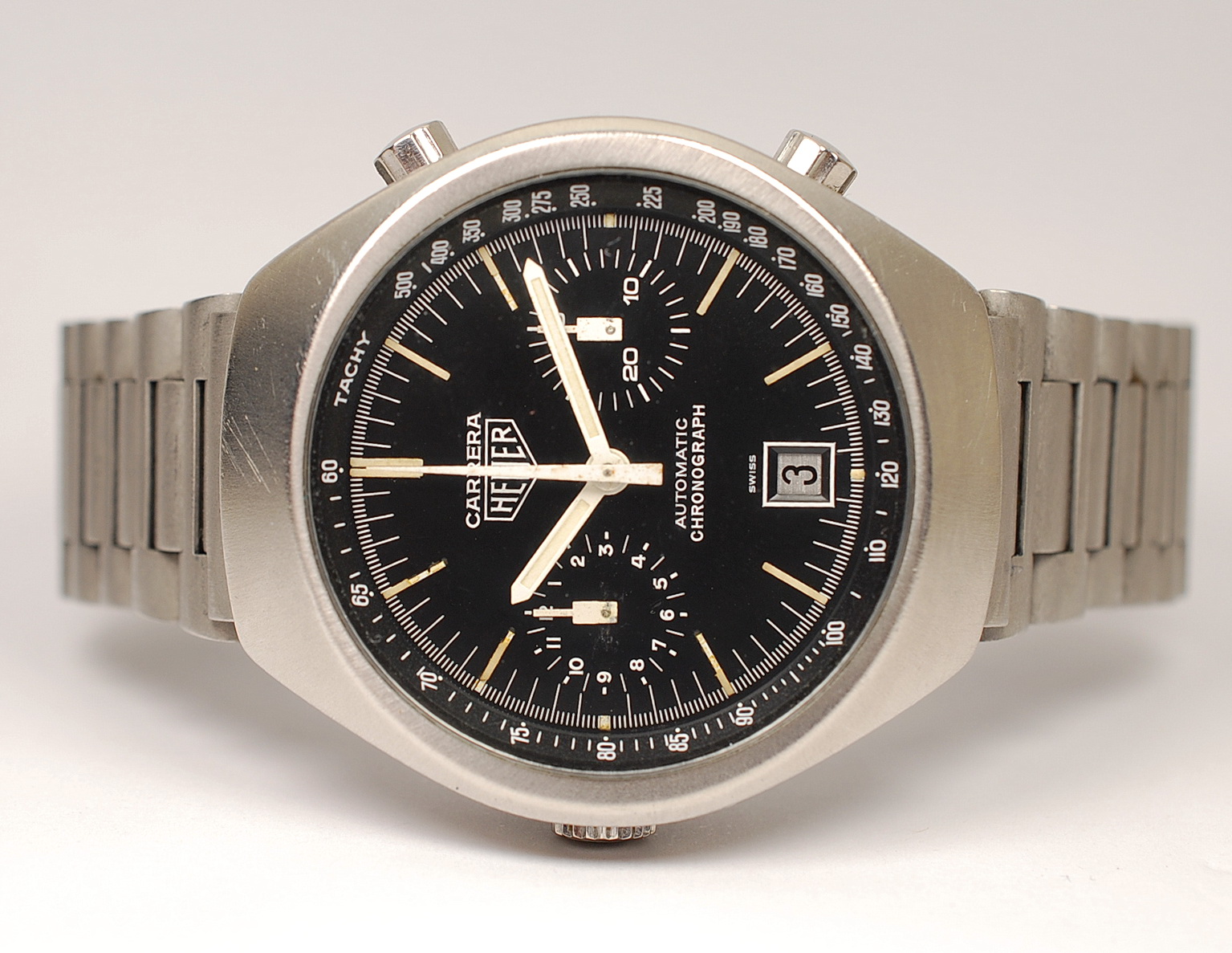 SOLD IN ITALY HEUER CARRERA automatic chronographe Buren 12 caliber 1970s La Casa dell Orologio