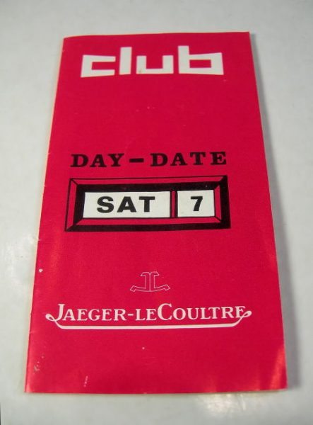 JAEGER LE COULTRE libretto per modelli CLUB - anni '70
