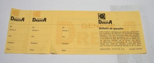 ( VENDUTA ) DREFFA certificato di garanzia in bianco - anni '60 - '70