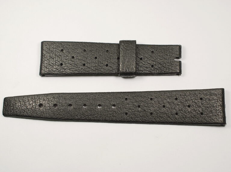 ( SOLD IN FRANCE ) TROPIC STAR “Swiss made” rare micro-perforated black rubber strap - 19mm handle - original from the 60s / 70s