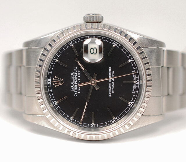 ROLEX DATE JUST referenza 16220 - vetro zaffiro - quadrante nero - anno 1997/1998 - con scatola