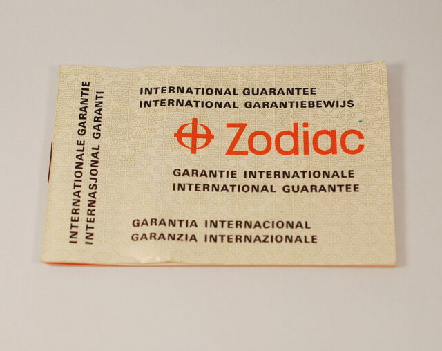 ( RESERVED ) ZODIAC international warranty booklet - blank to fill in - for men's watches, divers and chronographs from the 70s