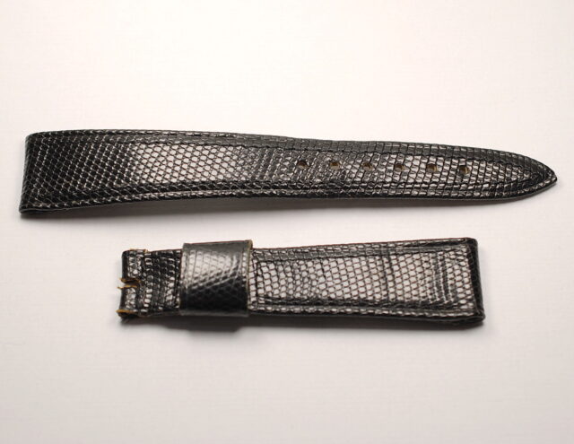 ( SOLD IN ITALY ) BULOVA ACCUTRON vintage black lizard strap - 18mm lug - made in the 60s / 70s - used in excellent condition