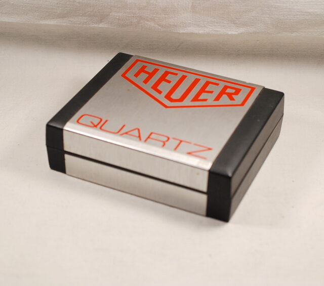 HEUER QUARTZ rare box for men's watches and chronographs from the 70s - exceptional condition of conservation.